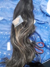 Pequeña LANA sintético Ombre negro marrón de oro con pelucas con reflejos largo ondulado resistente al calor de la parte media Cosplay pelucas para mujeres