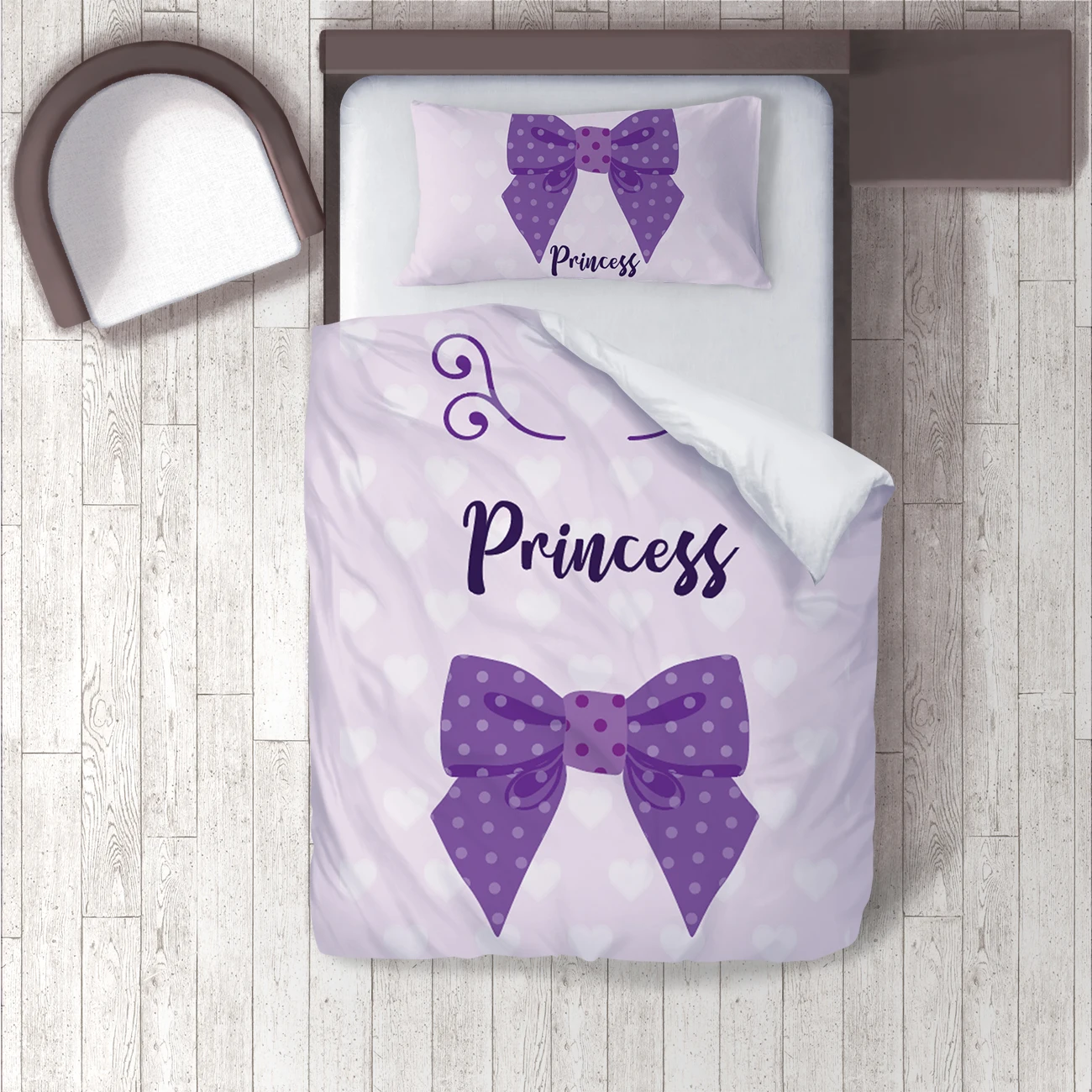 

Duvet Cover Set Bedding Set Pillow Case for Baby and Kids Room 3D Printed Decorative Princess Purple Ribbon Model 139