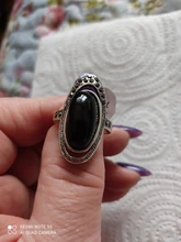 Kinel-anillo rojo de boda étnico para mujer, sortija tibetano Retro de plata, mosaico de cristal negro, joyería Vintage 2020