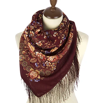 

Shawl Pavlovo Posad with silk fringe 89x89! 737-17 "Maria", View 17