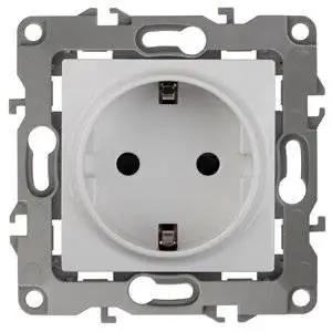 

12-2102-01 era socket 2P + E Schuko with curtains, single, era 12, white 5055945500660