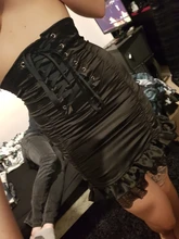 Mini Skirt Lace-Up Elegant Bandage Ruched Ruffles Black High-Waist Women Jiezuofang Solid