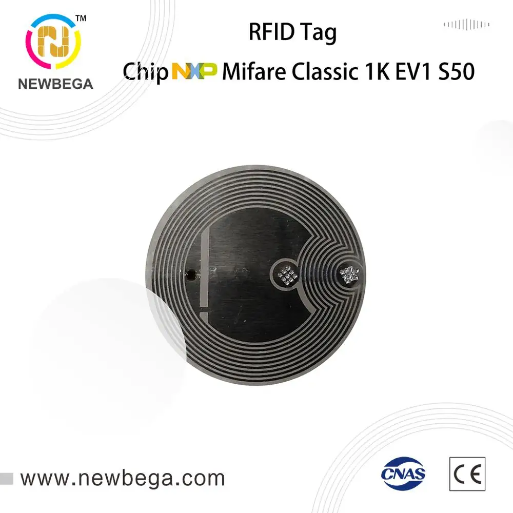 

Genuine MF1ICS50--4Byte 10PCS RFID tags dry inlay diameter 20mm 13.56MHz NFC tag