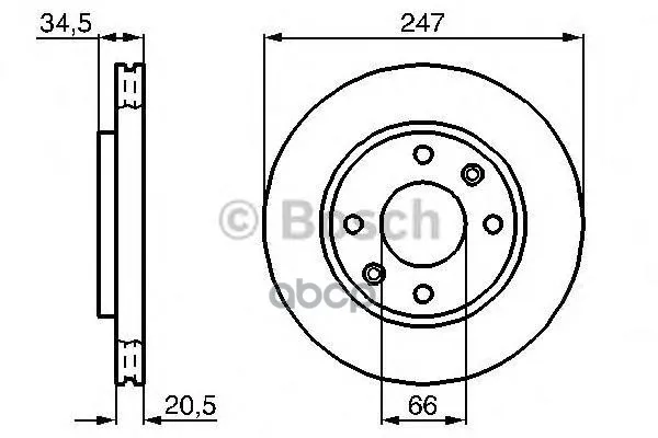 Диск Тормозной Передний Peugeot 406(247мм) 0986478370 Bosch арт. 0986478370