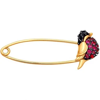

Sokolov brooch with cubic zirconia and corundum in red gold