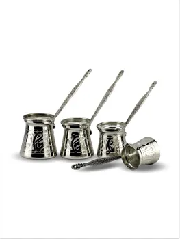 

Sonay Bakırcılık Antep Engraved Nickel Cast Iron Handle Copper Coffee Pot Set / Handmade / Copper Coffee Pot / Milk Pot