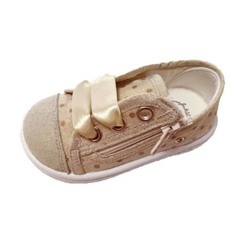 

Slippers for girl basket type toe metallic and satin bows Dobsons.com