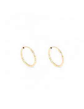 

Gold Girl earrings Plain Hoop Carved 15X1, 2 mm