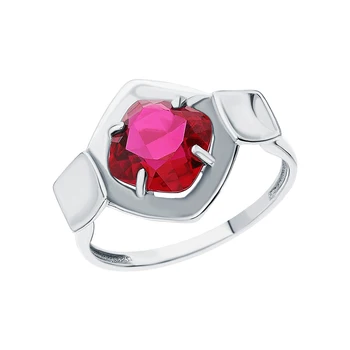 

Silver ring with corundum synthetic sunlight sample 925