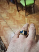 Luxury Male Geometric Blue Stone Wedding Rings For Men Women Yellow Gold Ring Vintage