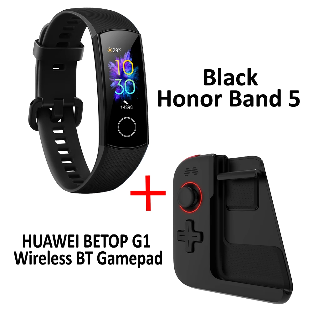 Смарт-браслет huawei Honor Band 5 с беспроводным геймпадом, браслет, шагомер, сенсорный экран, для плавания, пульсометр - Цвет: Black with Gamepad