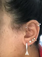 ANENJERY plata esterlina 925 1 par 26 alfabeto carta pendientes de aro inicial Zircon pendientes para Mujeres Hombres joyería de nombre S-E1169