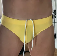 Bañador de talla grande bolsa bulto para hombre, ropa de baño Sexy de realce, bañadores impermeables