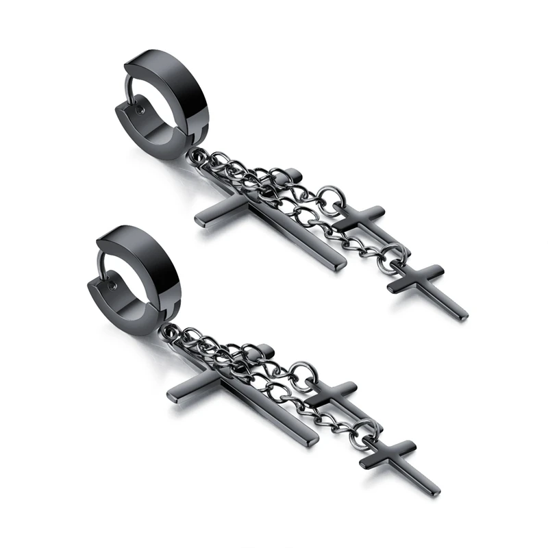 earrings Новая мода новые панковские серьги крест для мужчин корейские оптовые серьги крест для бойфренда - Окраска металла: earrings