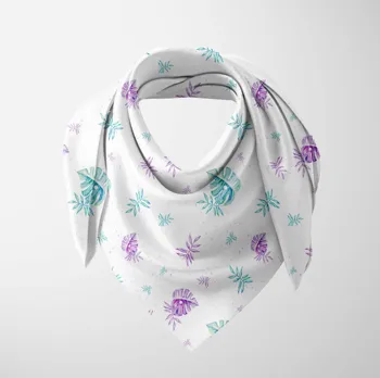 

Else Green Purple Tropical Leaves Floral 3d Printed Square Rayon Fabric Neck Head Floral Pattern Scarf Scarves Women Hijab