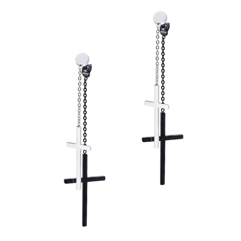 earrings Новые длинные модные серьги крест кулон для мужчин женщин серьги в стиле панк-рок горячая Распродажа крест, серьги - Окраска металла: earrings