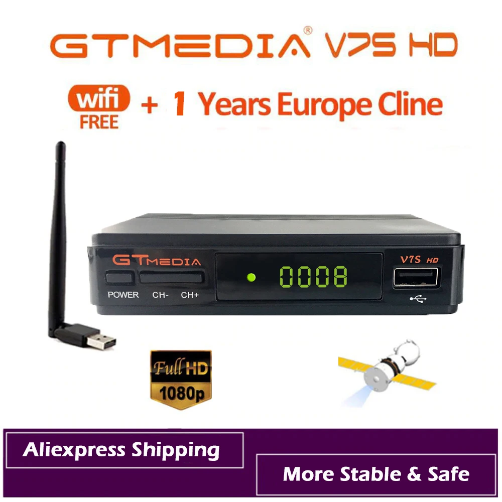 Цифровой ресивер DVB S2 Gtmedia V7S HD 1080P спутниковый ТВ тюнер Box декодер Cline Biss VU PVR WiFi Freesat