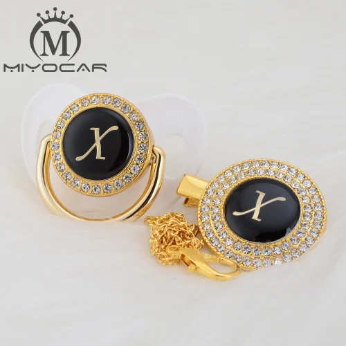 LX-2 0-6M MIYOCAR имя инициалы Письмо X Элегантный Серебряный bling соска и пустышка Клип BPA бесплатно пустышка bling уникальный дизайн SGS пройти LX - Цвет: LX-2 0-6M