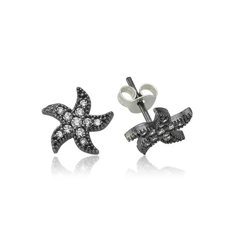 

Silver Sea Star Studded Earrings