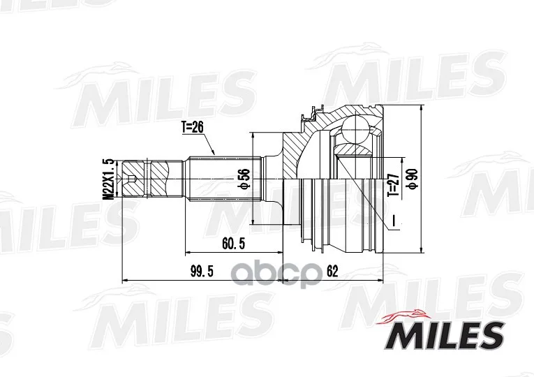 Шрус Toyota Camry Iii-Iv V10/V20/Celica V/Lexus Es 2.0-2.5 89-01 Нар. Miles Ga20472 Miles арт. GA20472