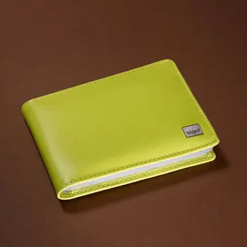 

Business card holder for 40 plastic cards, 110x75x16mm, leather light green