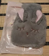 Bolsa de agua caliente con dibujos de conejos para invierno, bolsa de PVC tejida con cubierta suave y acogedor, calentador de manos reutilizable de calor caliente