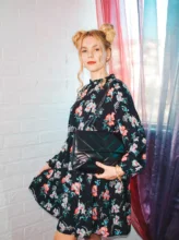 Floral-Dress Loose Full-Sleeve Fashion Women Casual Autumn Winter High-Waist