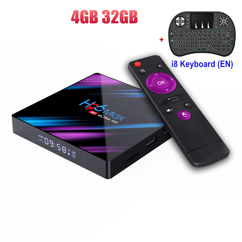 H96 Max RK3318 Android 9,0 Smart set top box 4G 32G/64G 2,4G& 5GHz Dual Wifi 4K HDR Box - Цвет: H96 Max 4G36Gwith i8