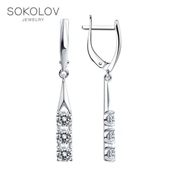 

SOKOLOV Silver drop earrings with stones with cubic zirconia fashion jewelry silver 925 women's/men's, male/female, long earrings, women's male