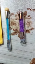 Cabezal de esponja Dual, sello de silicona gradiente, cepillo de pluma para uñas, mango de polvo brillante para esmalte de Gel de uñas, estampado floreado, SA944, 1 Uds.