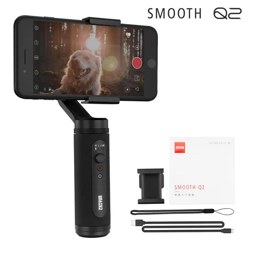 Zhiyun Smooth 4 гладких Q2 3-осевой ручной шарнирный стабилизатор для камеры GoPro для смартфонов экшн Камера комплектующие для мобильных телефонов: тач скрин(Д х Ш х В XR 8 huawei P30 - Цвет: smooth q2