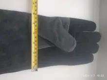 OZERO-guante de soldadura de cuero de vaca para trabajo, protector de jardín, resistente a Cortes, guante manga larga, 2415