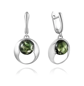 

Silver earrings with amber sunlight sample 925