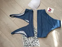 Womens Swimsuits Swimwear Bikini-Set Ribbed Push-Up Black INGAGA High-Waist Biquini