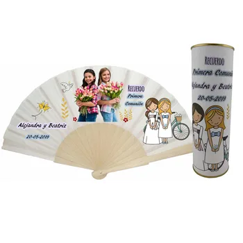 

Sell You batch/personalized fan made from wooden rods with photo Communion Girls with personalized tin
