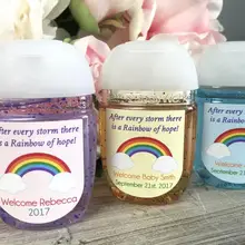 На заказ Радужный подарок на вечеринку в честь рождения ребенка этикетка, радужные вечерние этикетки, дезинфицирующее средство для рук этикетки, подарок на день рождения Спасибо наклейки