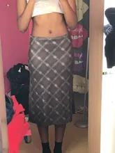 Falda de cintura alta a cuadros para chicas, falda larga de estilo Vintage de los 90, color marrón, con estampado de estética independiente, Y2K e-girl, ropa de calle para verano 2021