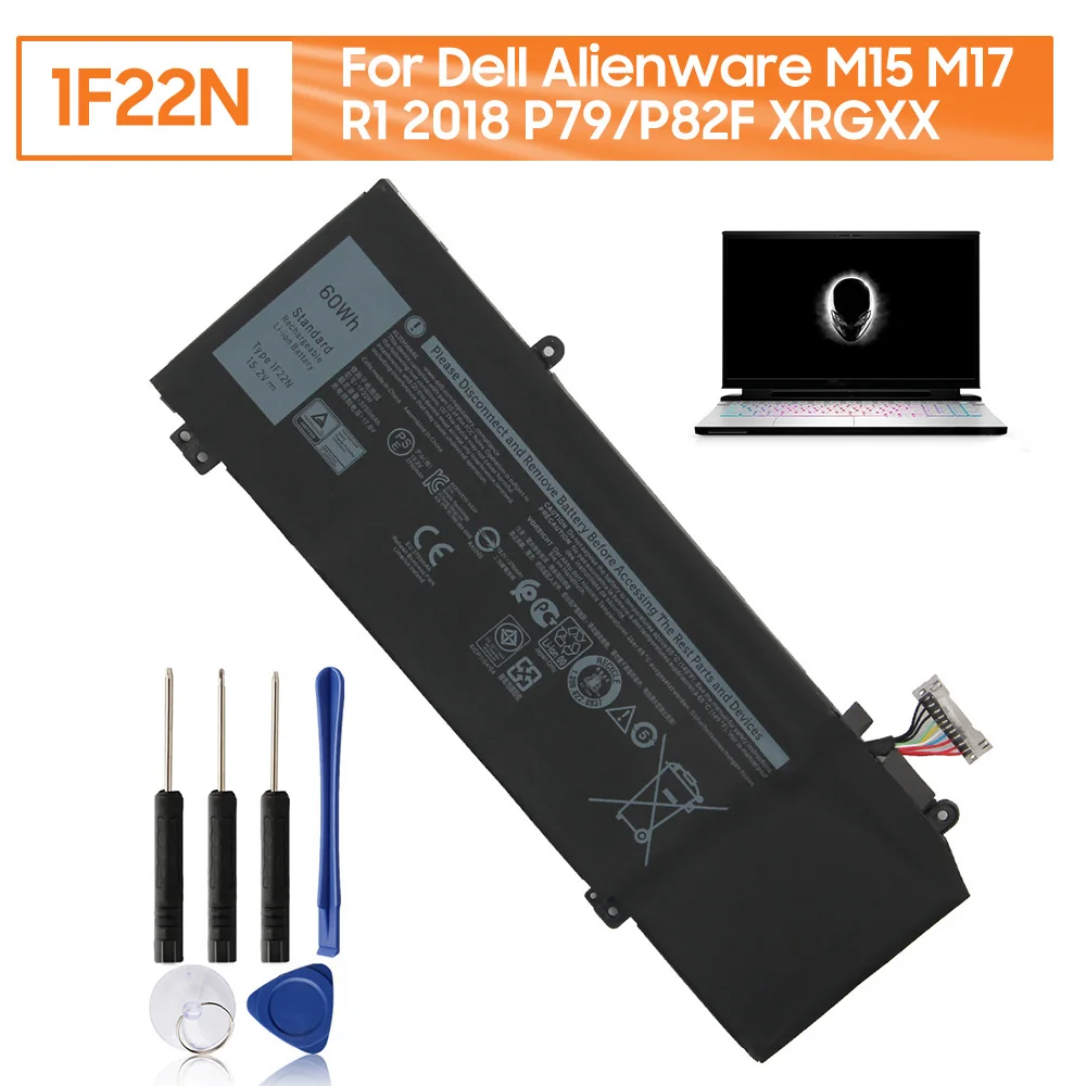 Оригинальный запасной аккумулятор для ноутбука 1F22N Dell Alienware M15 M17 R1 2018 P79/P82F XRGXX |