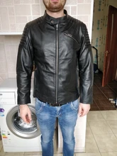 Ropa de piel de vaca de marca para hombre, ropa de cuero genuino, chaqueta de motorista vintage de moda, abrigo de cuero fresco, calidad, envío gratis