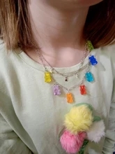 Mini collar de oso de goma para mujer, Color caramelo, regalos de Navidad, collares colgantes de estrella, joyería para mujer, Bisutería