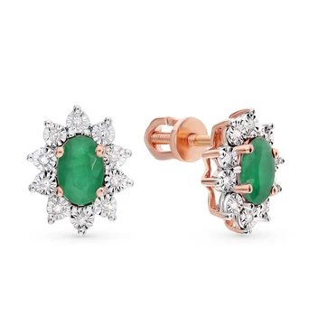 

Gold earrings with diamonds sunlight sample 585