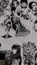 Pegatina de cómic de Horror para monopatín, adhesivo impermeable de Anime japonés Tomie, para equipaje y portátil, color blanco y negro, 10/21/49/50/56 Uds.