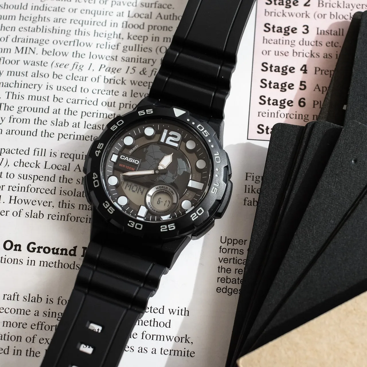 Casio AEQ-100W-1A Dunia Waktu Analog Dan Digital-Casio Resin Tali AEQ ...