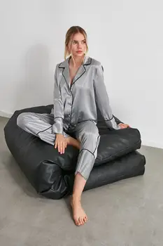 

Trendyol Striped Bias Tape Detail Satin Pajamas set THMAW21PT0051