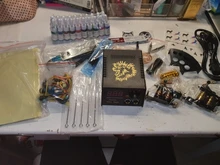 Kit de máquinas de tatuaje, pistola con fuente de alimentación de tinta, agarres para tatuaje, herramientas de arte corporal, conjunto completo de tatuaje, suministros de accesorios