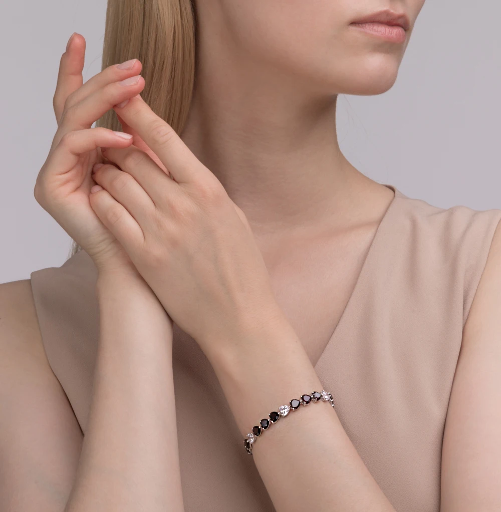 Silver Bracelet with cubic zirkonia and Garnet SUNLIGHT test 925