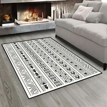 

Else Black White Geometric Ethnic Egypt 3d Print Non Slip Microfiber Living Room Modern Carpet Washable Area Rug Mat