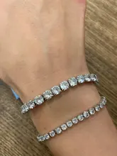 Bangle Jewelry Tennis-Bracelet 925-Sterling-Silver Wedding-Fashion Women 5MM 17cm CZ