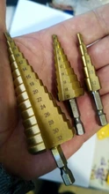 3pc Hss conjunto de broca de paso cono cortador agujero cónico métrico 4 - 12 / 20 / 32mm 1 / 4 titanium de metal recubierto de hex brocas de sierra