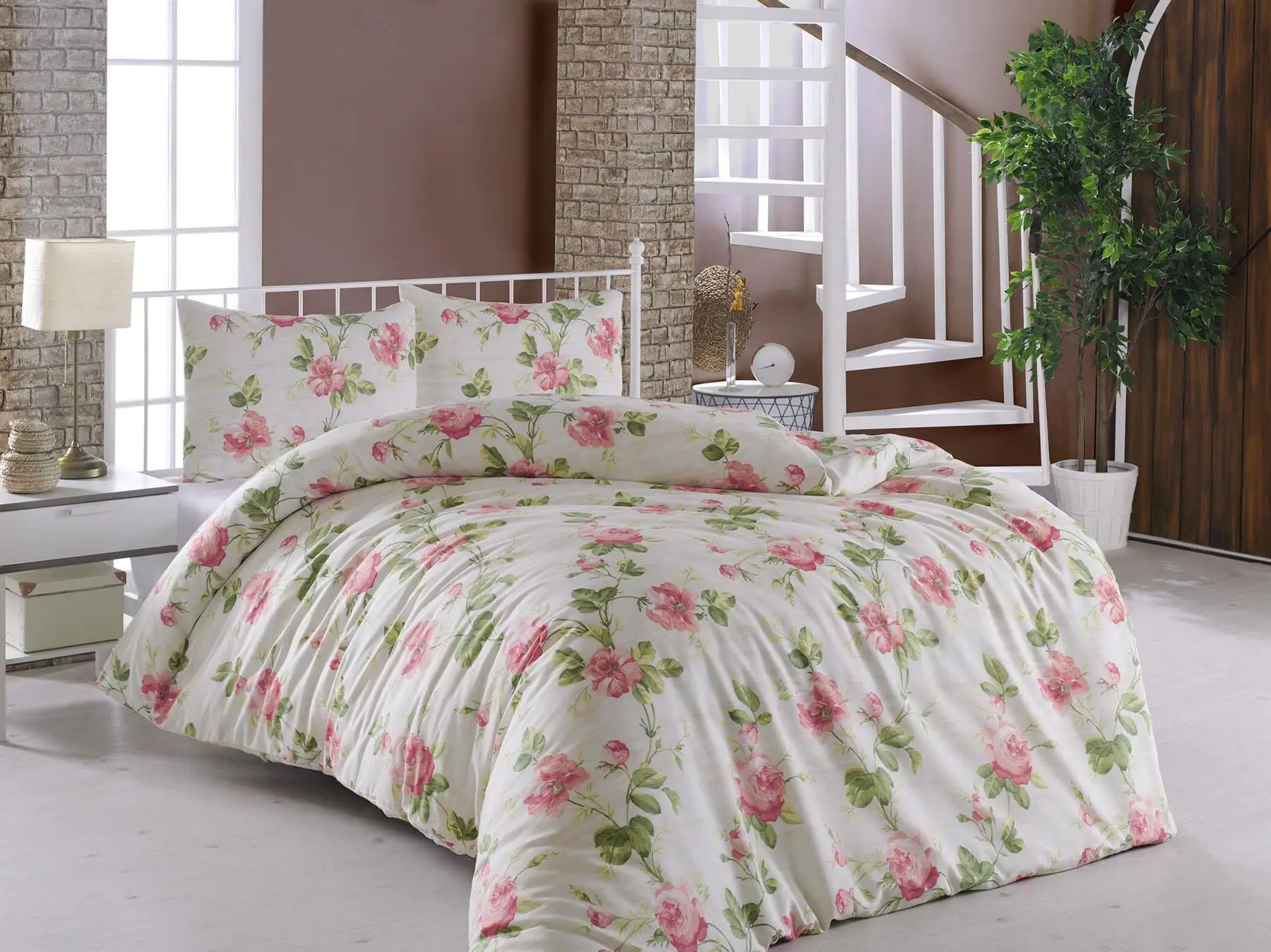 

Lady Fashion Deco Rose Double Personality Terry Cotton Duvet cover set